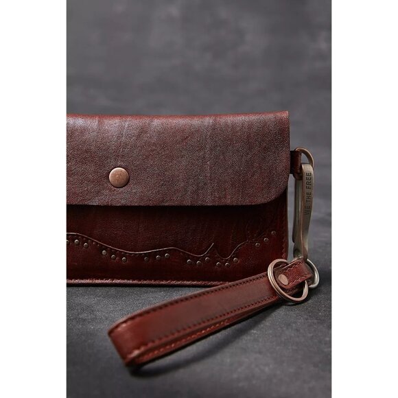 Free People Western Stud Wallet Womens Leather Country Western Rustic Boho Chic - Picture 1 of 9